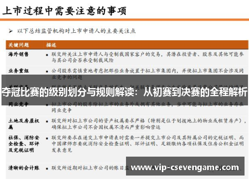 夺冠比赛的级别划分与规则解读：从初赛到决赛的全程解析